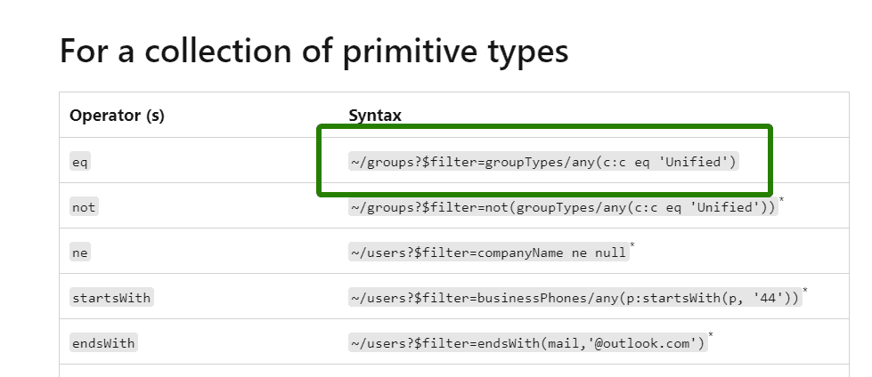 Example of using eq parameter to filter a collection