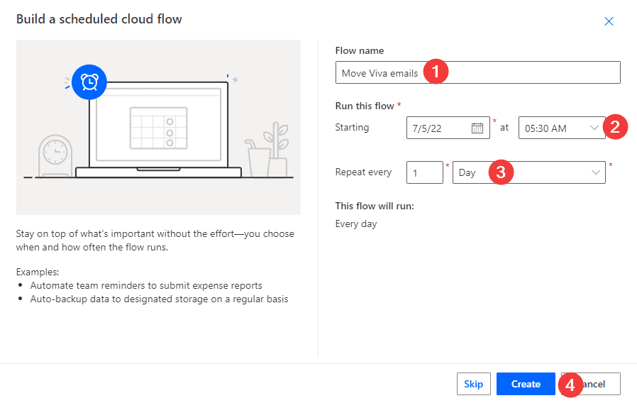 Flow schedule settings